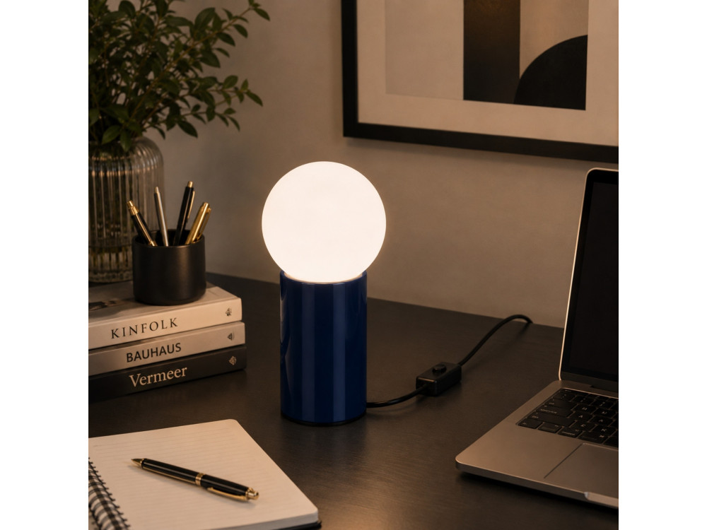 Lampe de table en métal "Polo" - 15 x 15 x 35 cm - Bleu