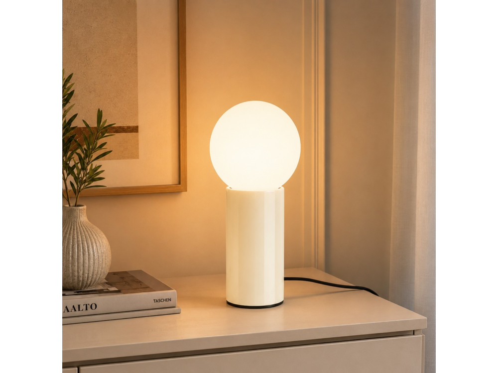 Lampe de table en métal "Polo" - 15 x 15 x 35 cm - Beige