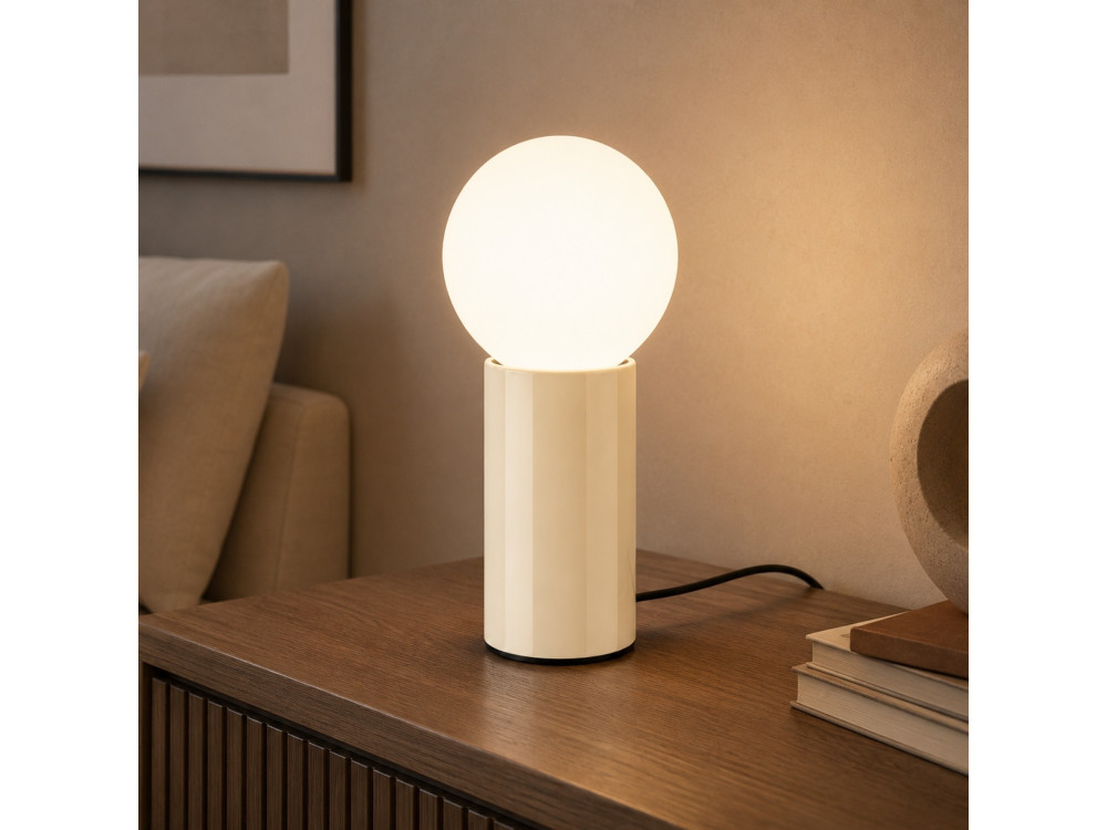 Lampe de table en métal "Polo" - 15 x 15 x 35 cm - Beige