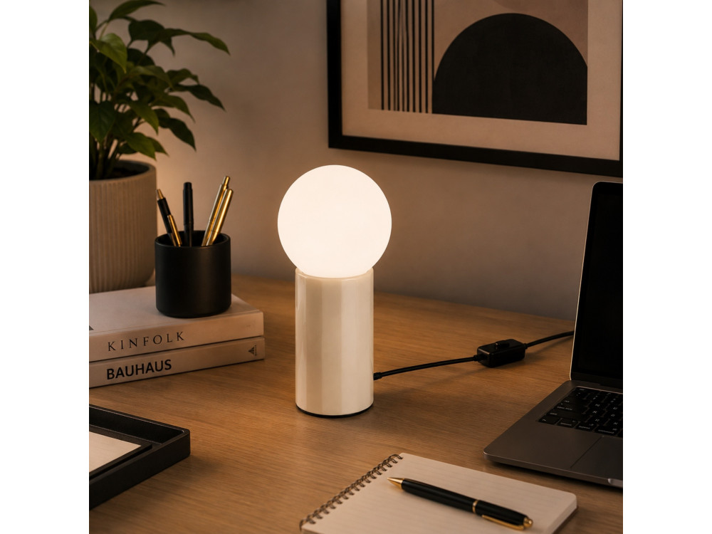 Lampe de table en métal "Polo" - 15 x 15 x 35 cm - Beige
