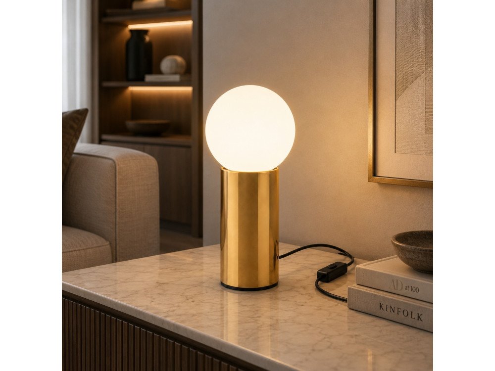 Lampe de table en métal "Polo" - 15 x 15 x 35 cm - Jaune