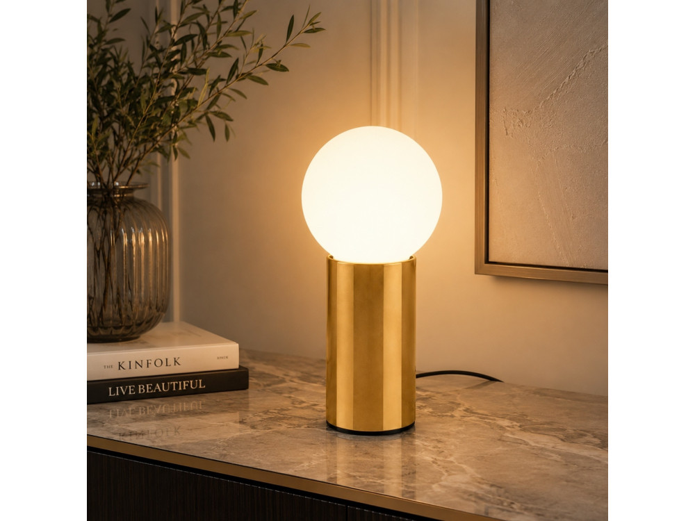Lampe de table en métal "Polo" - 15 x 15 x 35 cm - Jaune