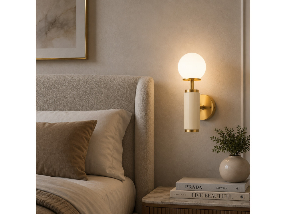 Applique murale en métal "Moira" - 15 x 17 x 37 cm - Beige