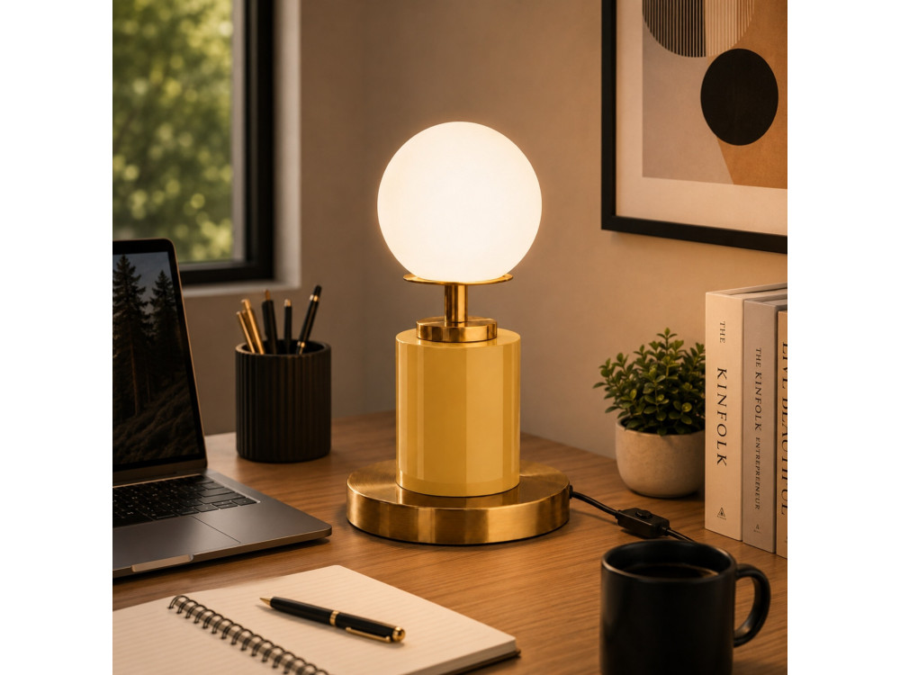 Lampe de table en métal "Moira" - 17 x 17 x 34 cm - Jaune