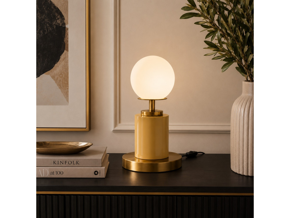 Lampe de table en métal "Moira" - 17 x 17 x 34 cm - Jaune