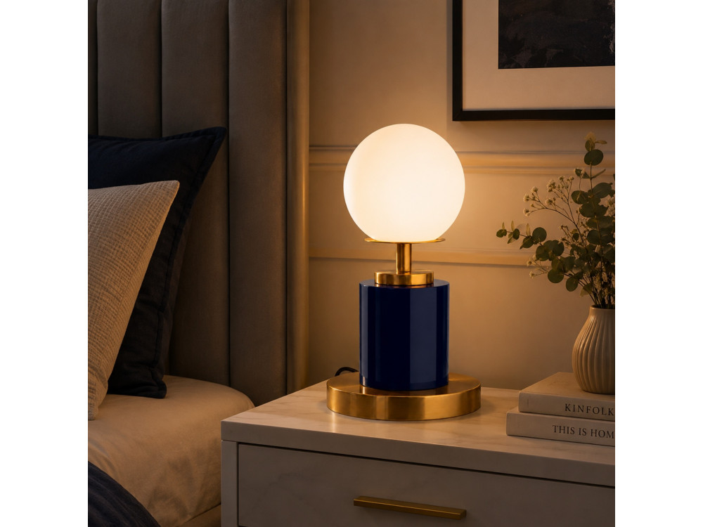 Lampe de table en métal "Moira" - 17 x 17 x 34 cm - Bleu