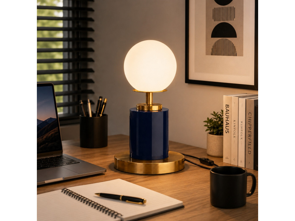 Lampe de table en métal "Moira" - 17 x 17 x 34 cm - Bleu