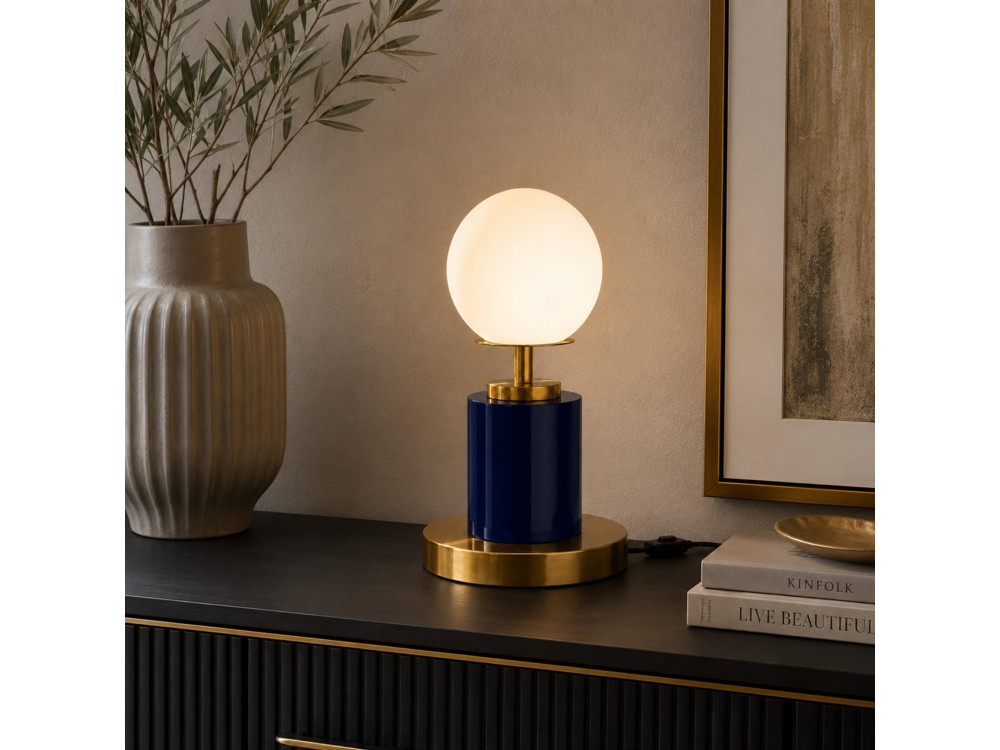 Lampe de table en métal "Moira" - 17 x 17 x 34 cm - Bleu