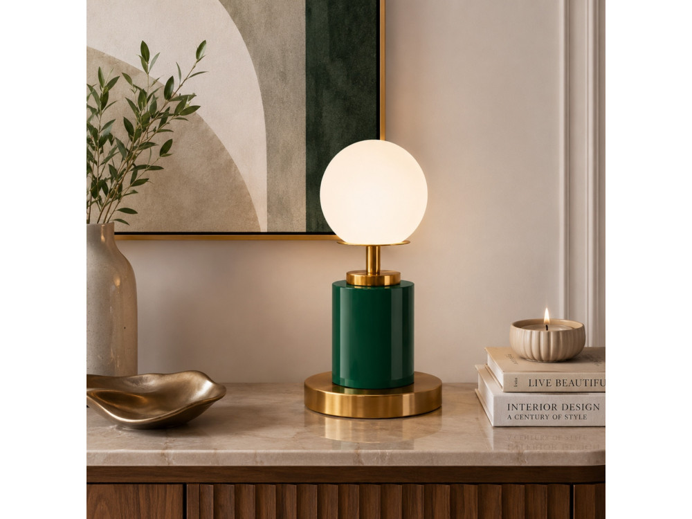 Lampe de table en métal "Moira" - 17 x 17 x 34 cm - Vert