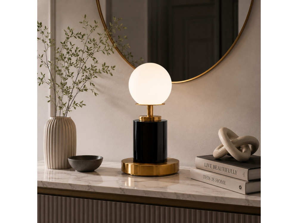 Lampe de table en métal "Moira" - 17 x 17 x 34 cm - Noire