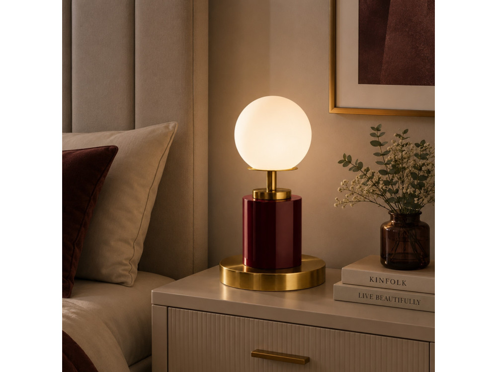 Lampe de table en métal "Moira" - 17 x 17 x 34 cm - Rouge