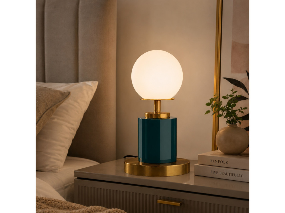 Lampe de table en métal " Moira " - 17 x 17 x 34 cm - Vert Foncé