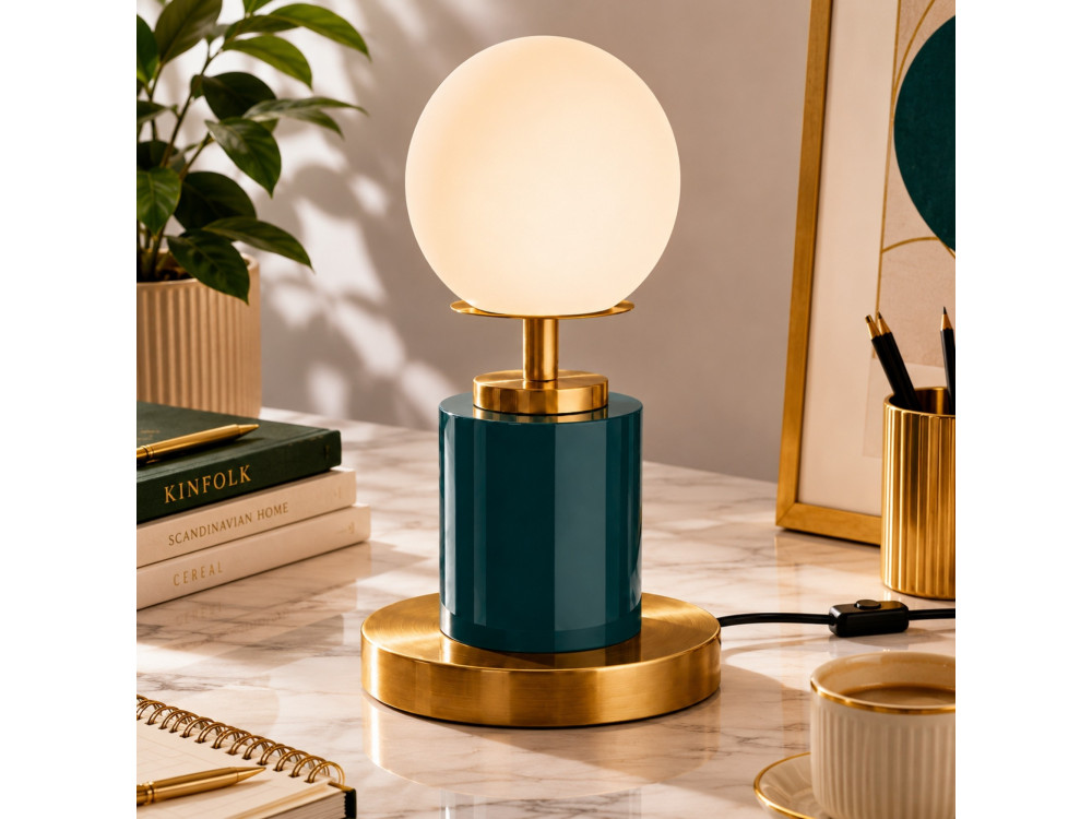 Lampe de table en métal " Moira " - 17 x 17 x 34 cm - Vert Foncé