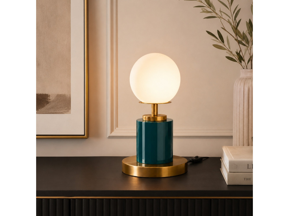 Lampe de table en métal " Moira " - 17 x 17 x 34 cm - Vert Foncé