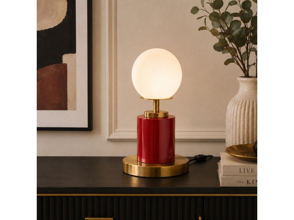 Lampe de table en métal "Moira" - 17 x 17 x 34 cm - Rouge