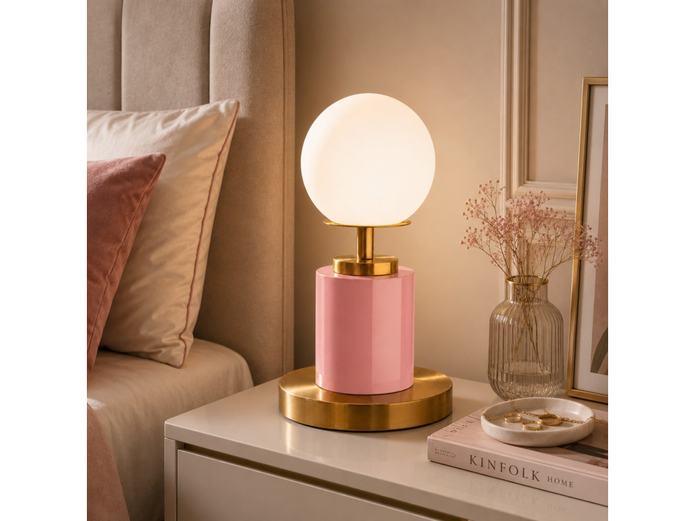 Lampe de table en métal "Moira" - 17 x 17 x 34 cm - Rose
