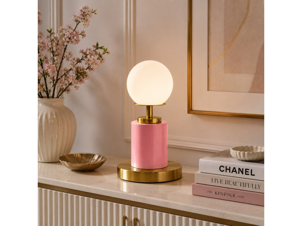 Lampe de table en métal "Moira" - 17 x 17 x 34 cm - Rose