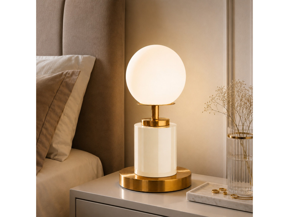 Lampe de table en métal "Moira" - 17 x 17 x 34 cm - Beige