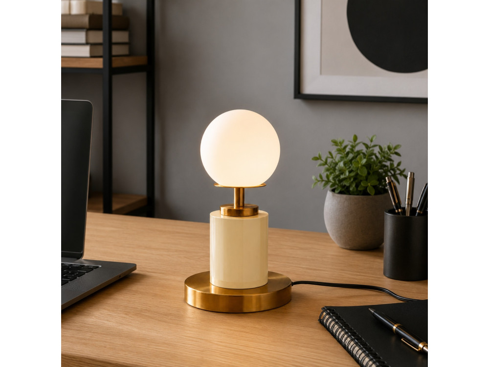 Lampe de table en métal "Moira" - 17 x 17 x 34 cm - Beige