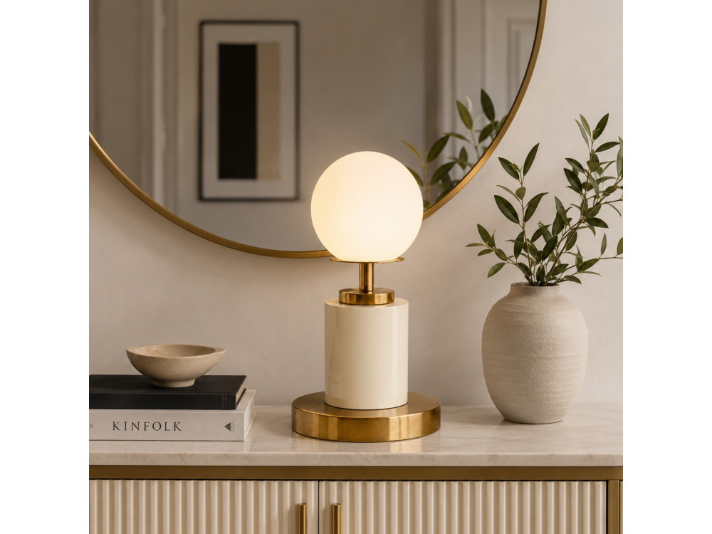 Lampe de table en métal "Moira" - 17 x 17 x 34 cm - Beige