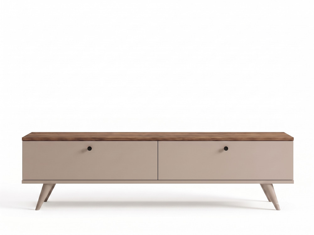 Meuble TV en bois " Paris " - 160 x 25 x 40 cm - Noyer / Cachemire