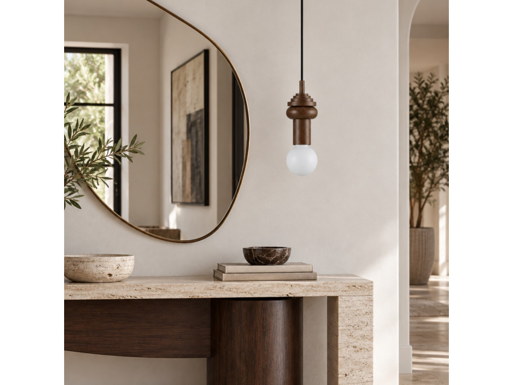 Lampe suspendue en bois "Rotas" - 10 x 10 x 113 cm - Marron