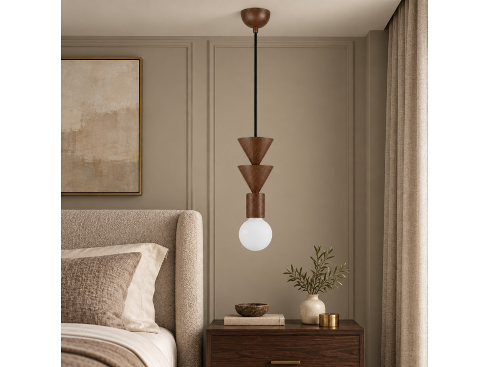 Lampe suspendue en bois "Rotas" - 10 x 10 x 115 cm - Marron