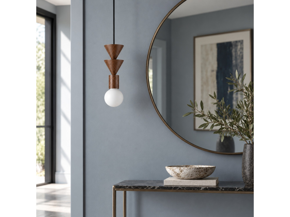 Lampe suspendue en bois "Rotas" - 10 x 10 x 115 cm - Marron