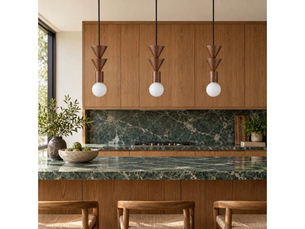 Lampe suspendue en bois "Rotas" - 10 x 10 x 115 cm - Marron