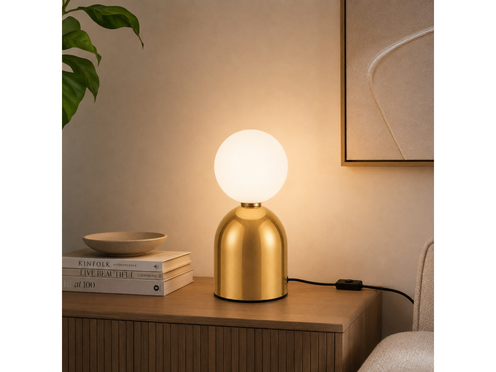 Lampe de table en métal "Pupa" - 14 x 14 x 25 cm -Jaune