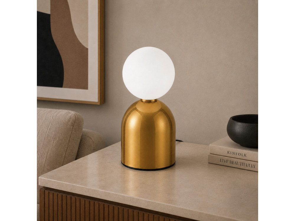 Lampe de table en métal "Pupa" - 14 x 14 x 25 cm -Jaune