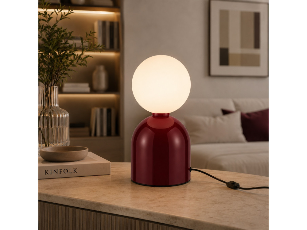 Lampe de table en métal "Pupa" - 14 x 14 x 25 cm - Rouge