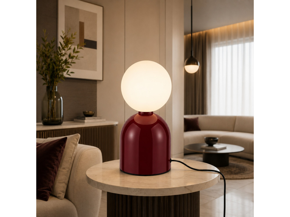 Lampe de table en métal "Pupa" - 14 x 14 x 25 cm - Rouge