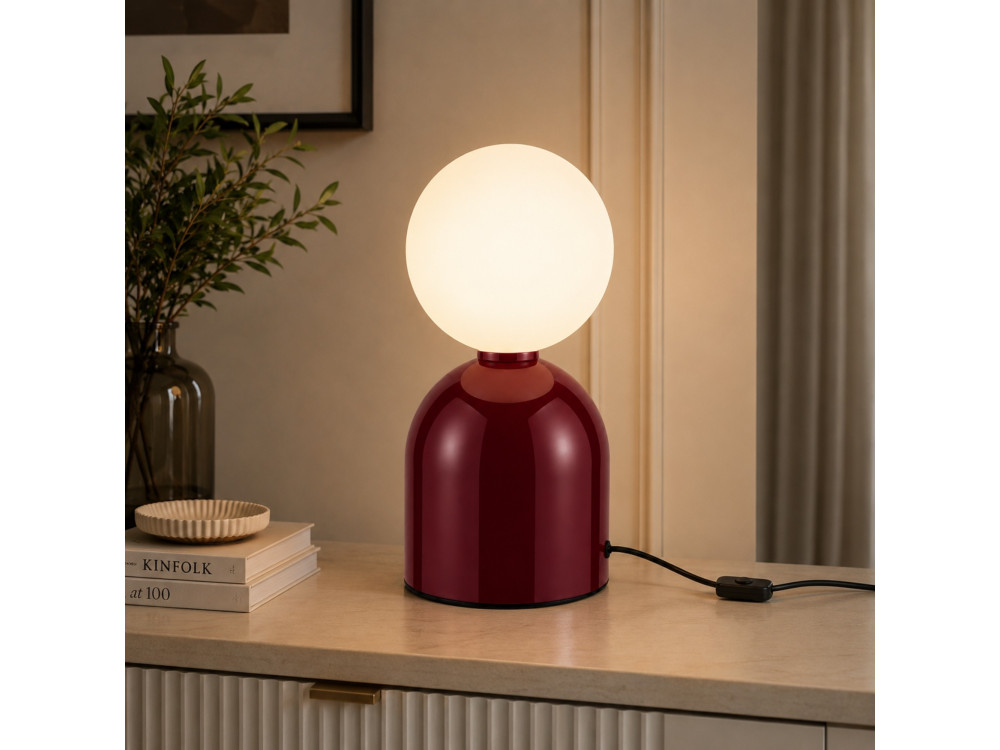 Lampe de table en métal "Pupa" - 14 x 14 x 25 cm - Rouge
