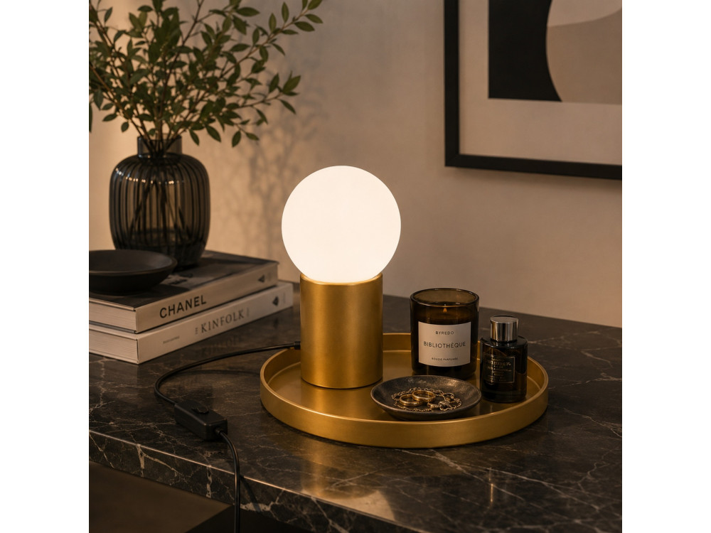 Lampe de table en métal "Tray" - 20 x 20 x 17 cm -Jaune