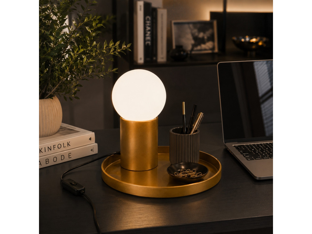 Lampe de table en métal "Tray" - 20 x 20 x 17 cm -Jaune