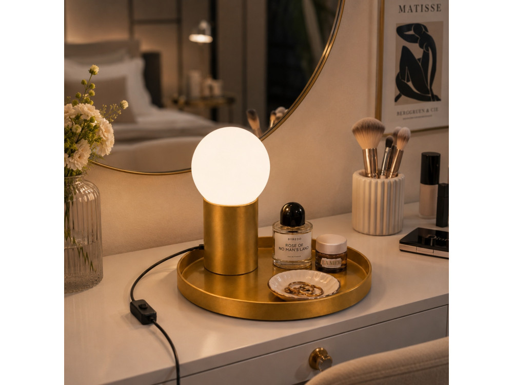 Lampe de table en métal "Tray" - 20 x 20 x 17 cm -Jaune