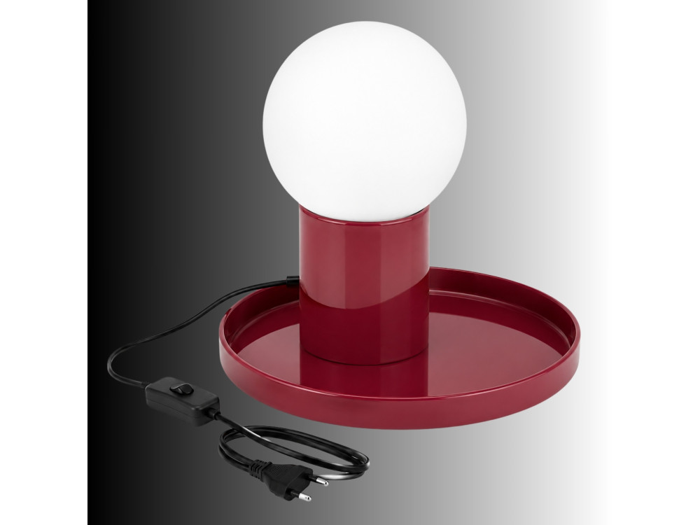 Lampe de table en métal "Tray" - 20 x 20 x 17 cm - Rouge