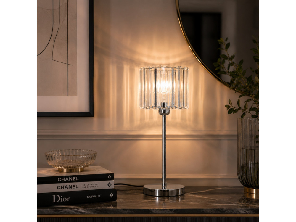 Lampe de table en métal "Yakops" - 17 x 17 x 50 cm - Gris
