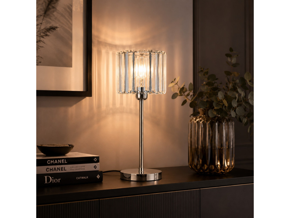 Lampe de table en métal "Yakops" - 17 x 17 x 50 cm - Gris