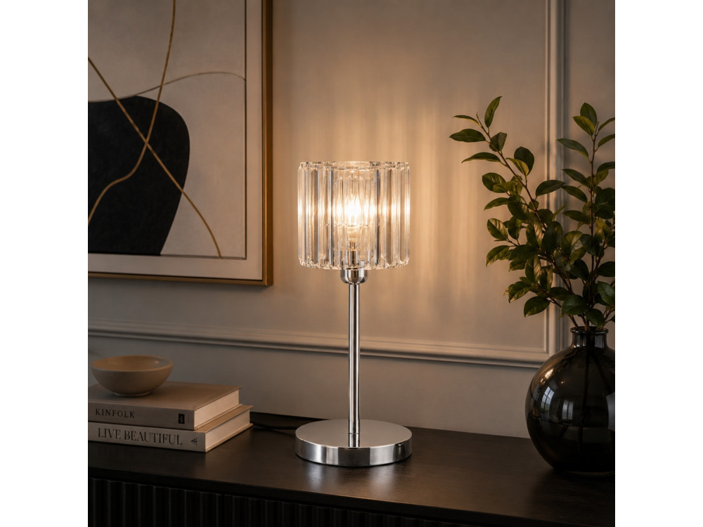Lampe de table en métal "Yakops" - 17 x 17 x 50 cm - Gris