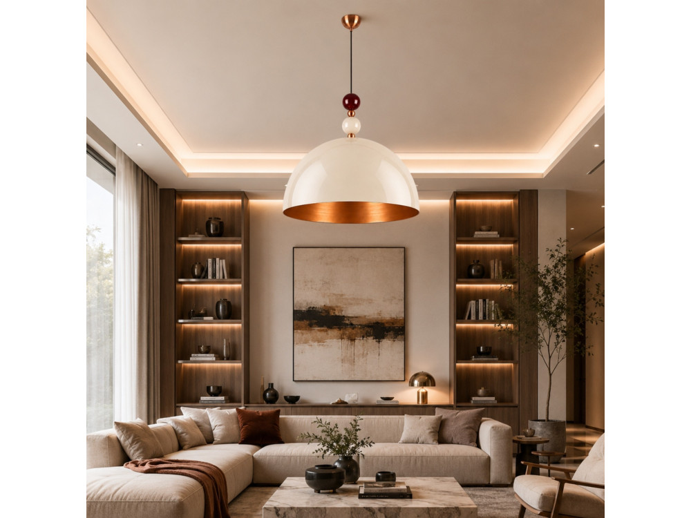 Lampe suspendue en métal "Bubble" - 60 x 60 cm - Beige