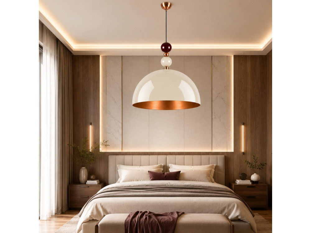 Lampe suspendue en métal "Bubble" - 60 x 60 cm - Beige