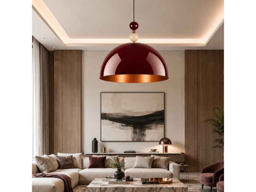 Lampe suspendue en métal "Bubble" - 60 x 60 cm - Bordeaux