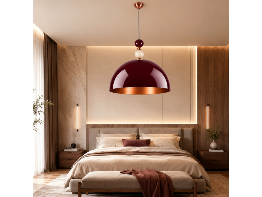 Lampe suspendue en métal "Bubble" - 60 x 60 cm - Bordeaux