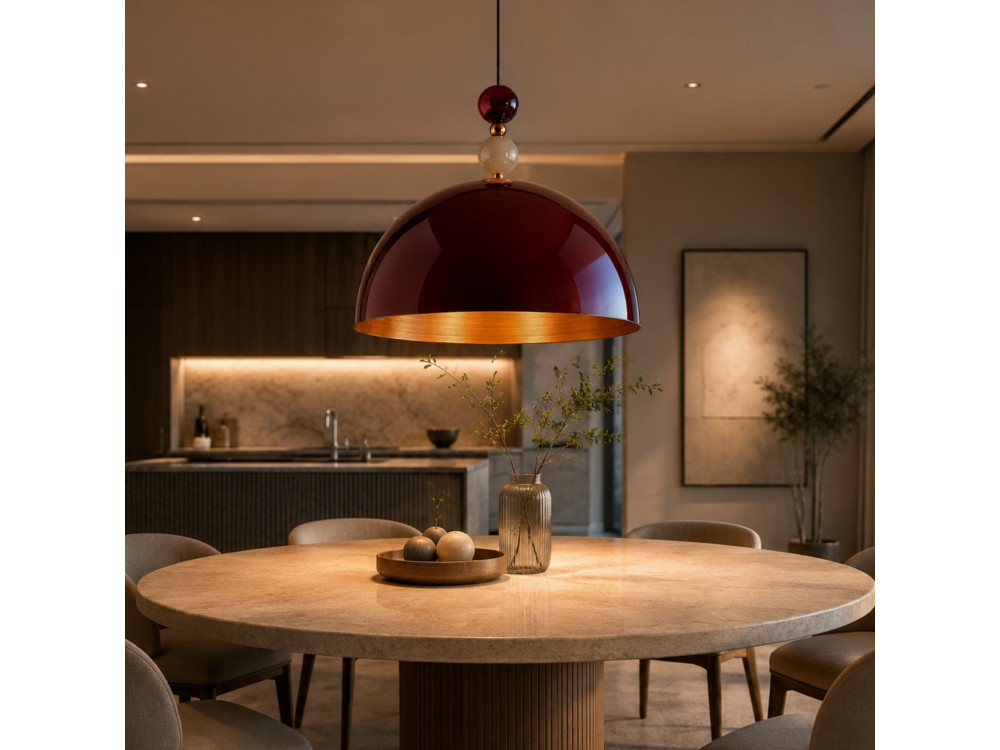 Lampe suspendue en métal "Bubble" - 60 x 60 cm - Bordeaux