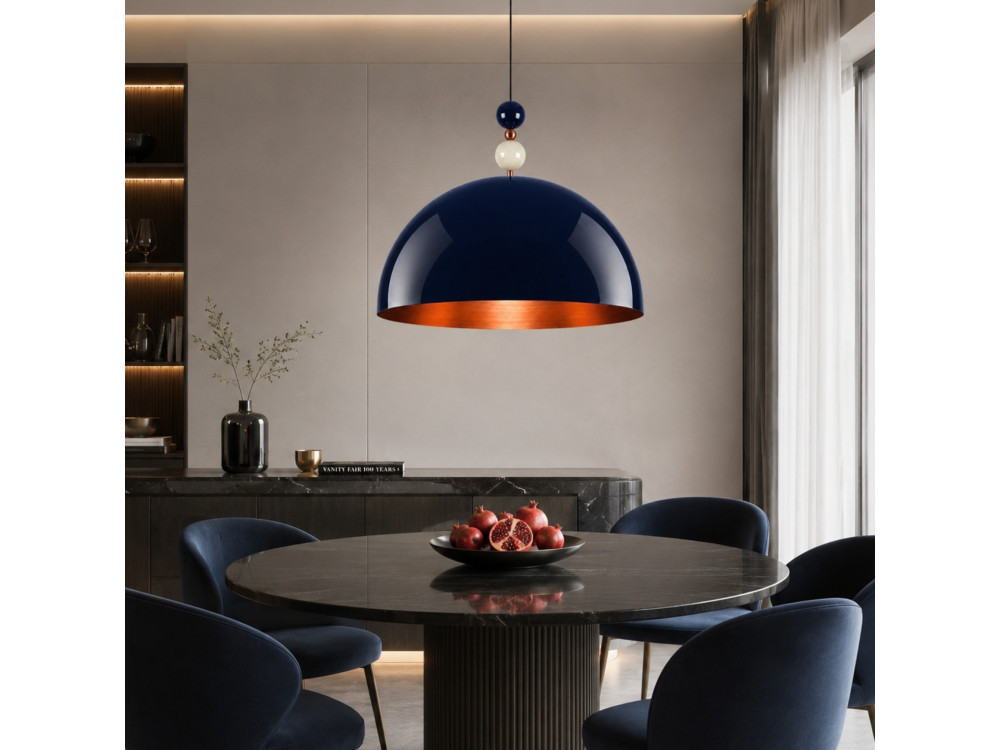 Lampe suspendue en métal "Bubble" - 60 x 60 cm - Bleu Marine