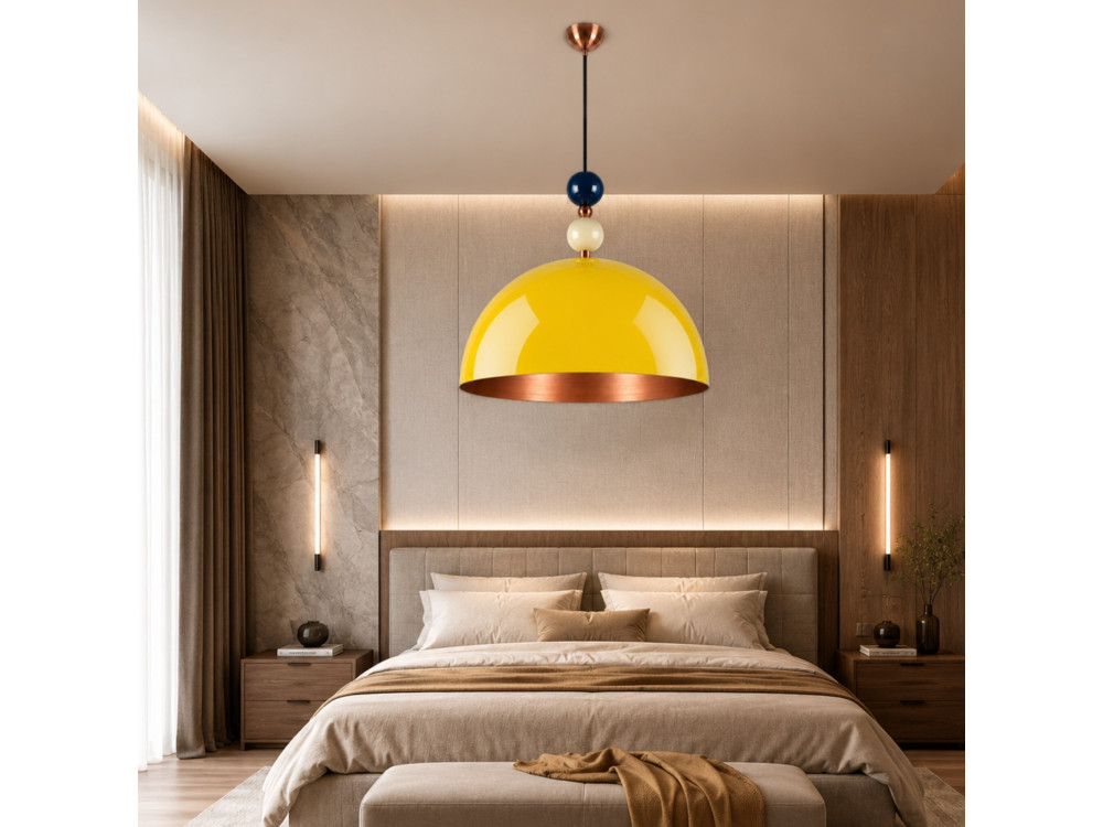 Lampe suspendue en métal "Bubble" - 60 x 60 cm - Jaune