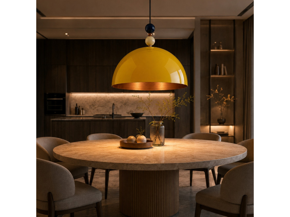 Lampe suspendue en métal "Bubble" - 60 x 60 cm - Jaune