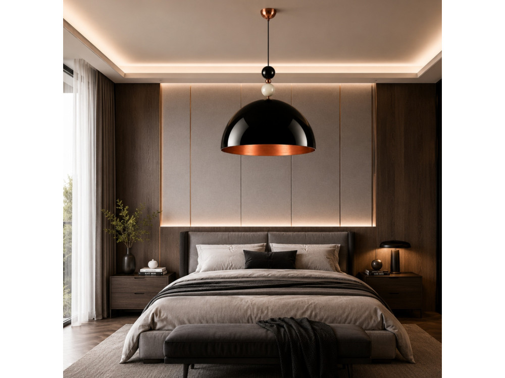 Lampe suspendue en métal "Bubble" - 60 x 60 cm - Noir